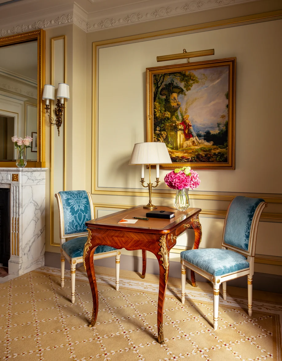Desk and artwork in an Executive Room at the Ritz Paris