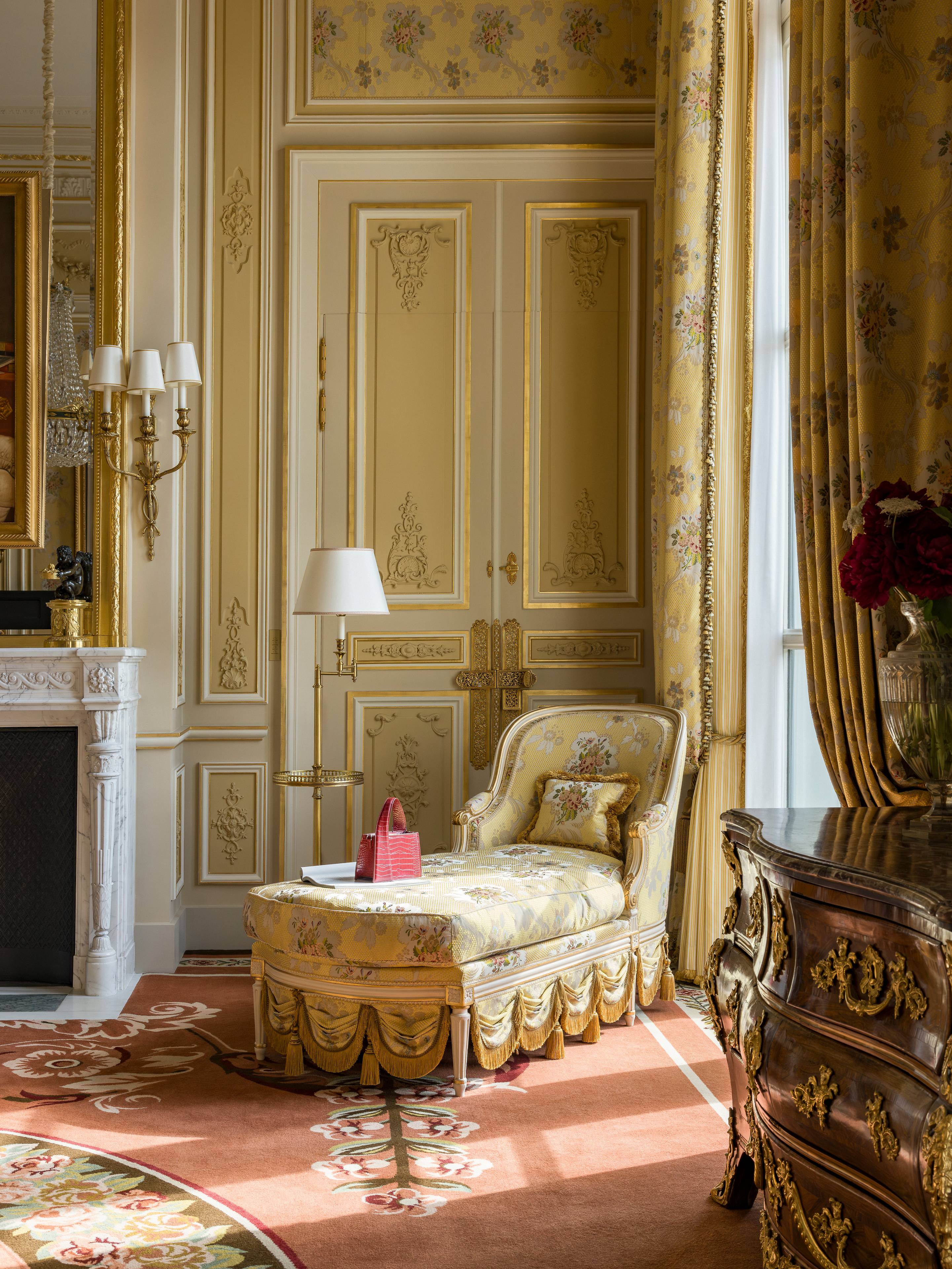 Master bedroom in the Prestige Imperial Suite at the Ritz Paris