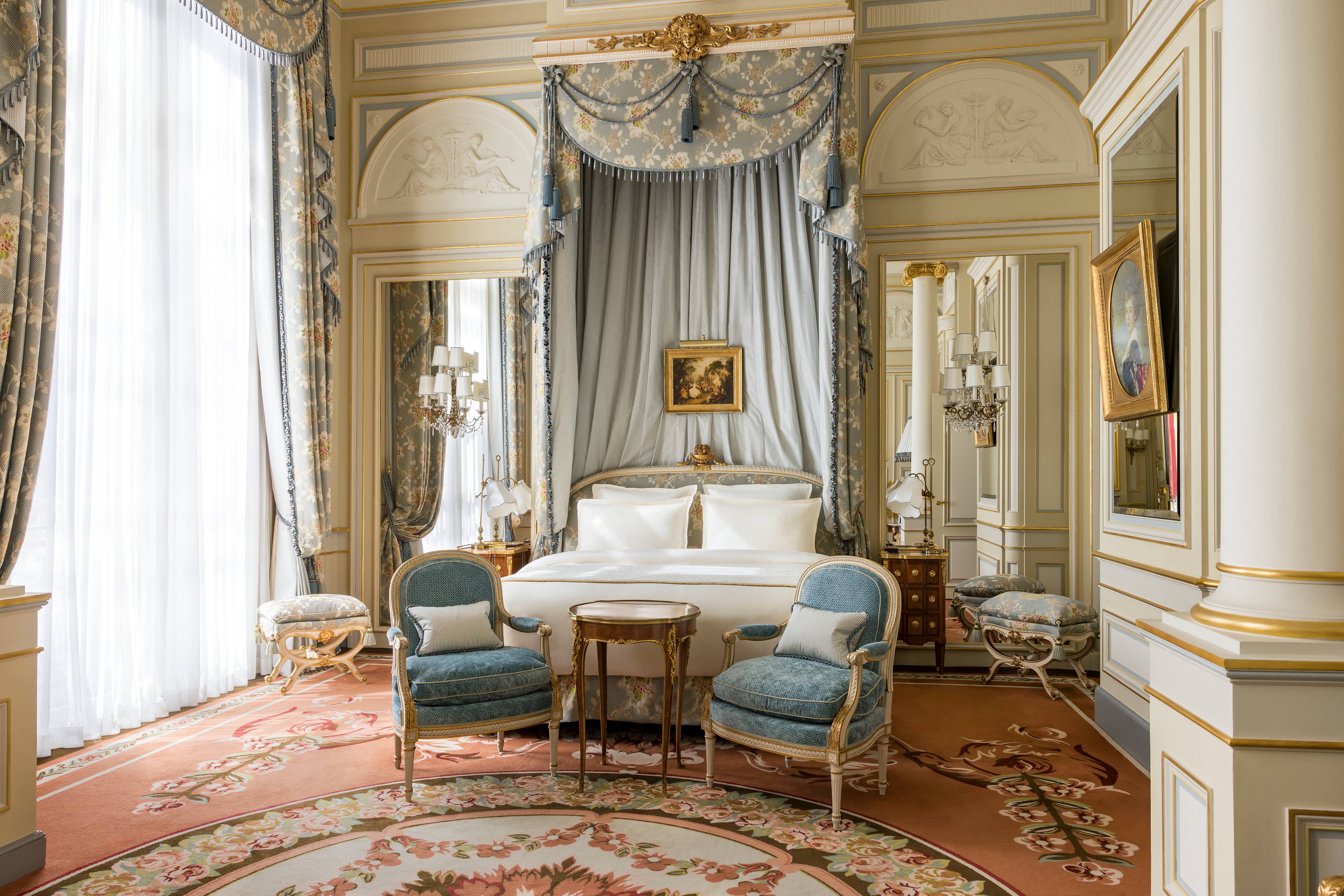 Master bedroom in the Prestige Imperial Suite at the Ritz Paris