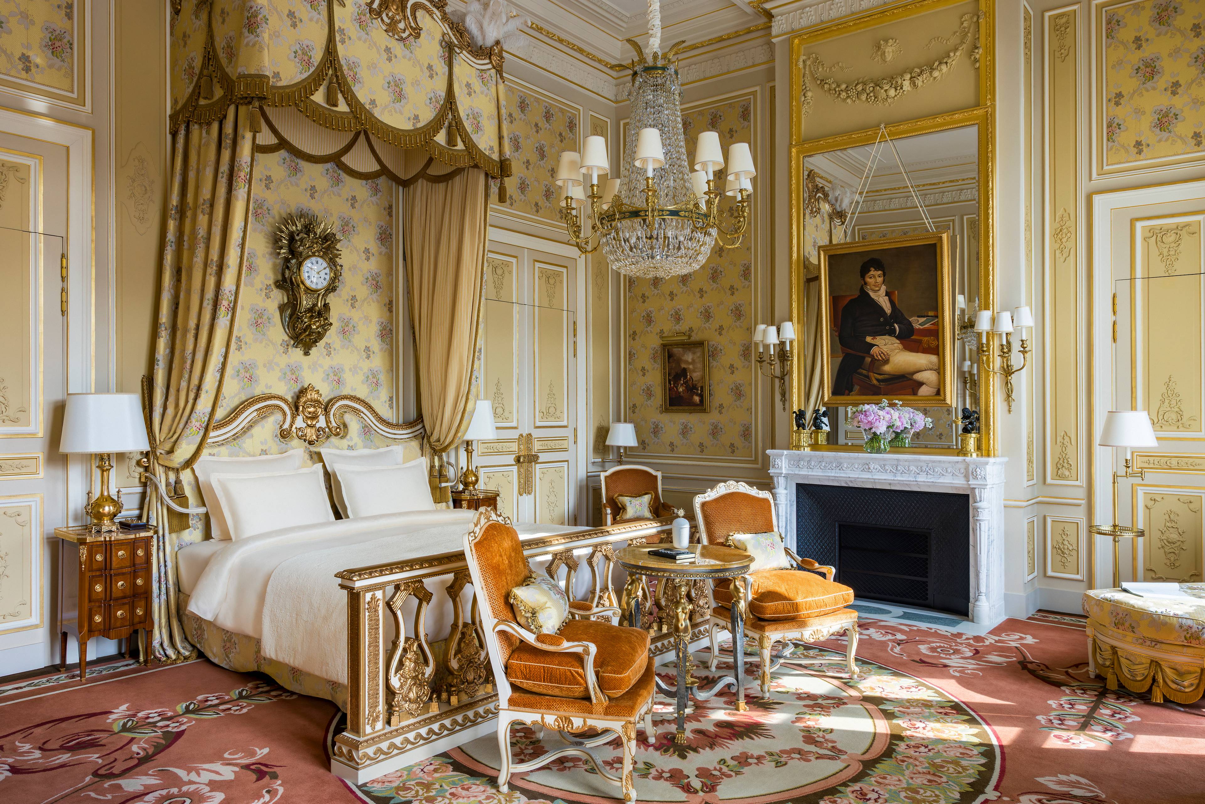 Master bedroom in the Prestige Imperial Suite at the Ritz Paris