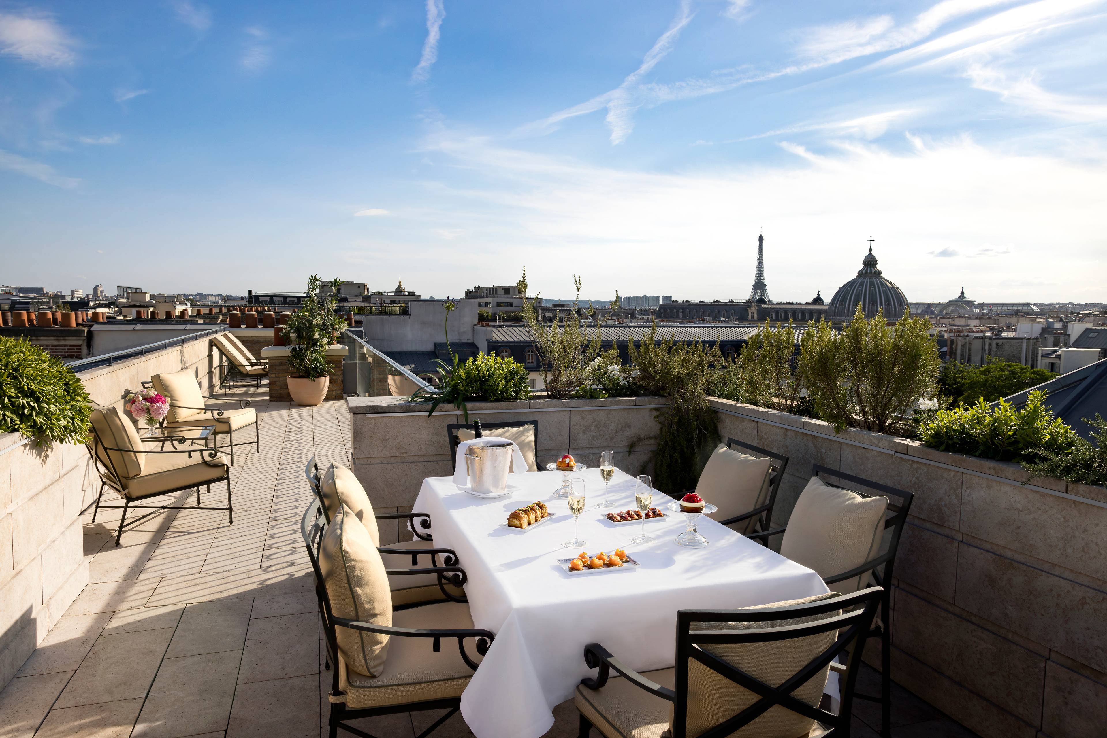Terrace of the Prestige Mansart Suite at the Ritz Paris
