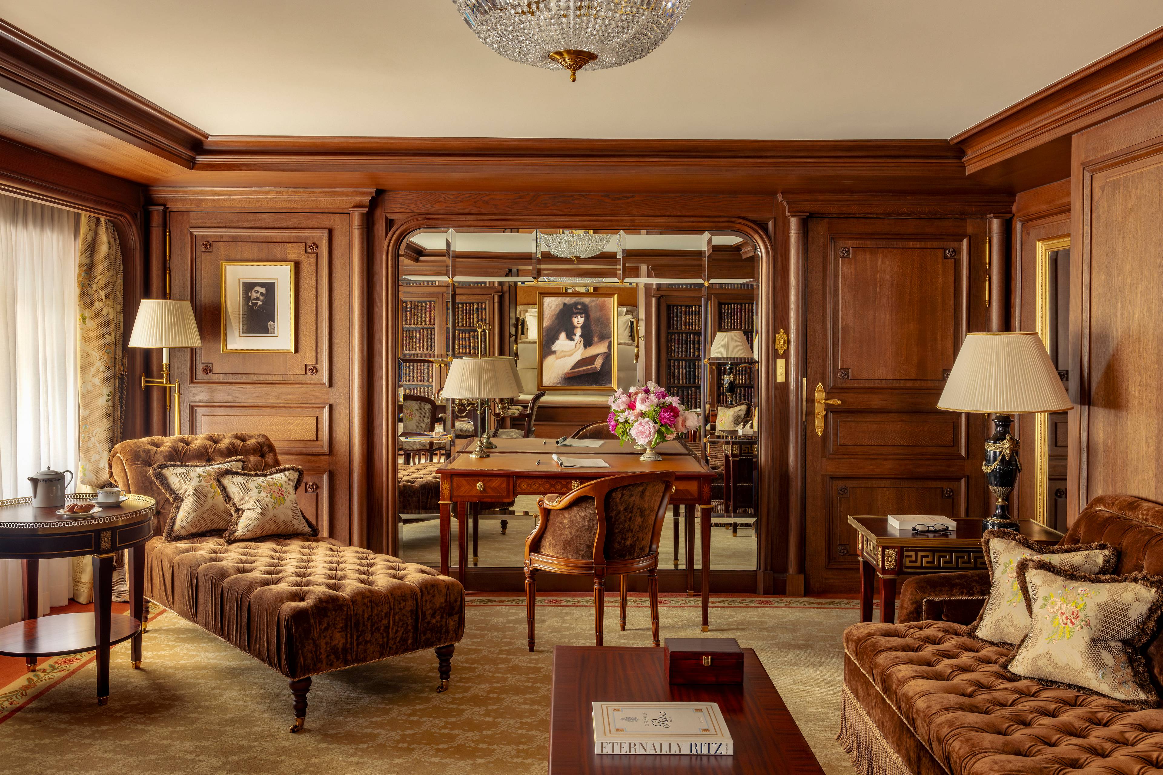 Living room of the Prestige Marcel Proust Suite at the Ritz Paris