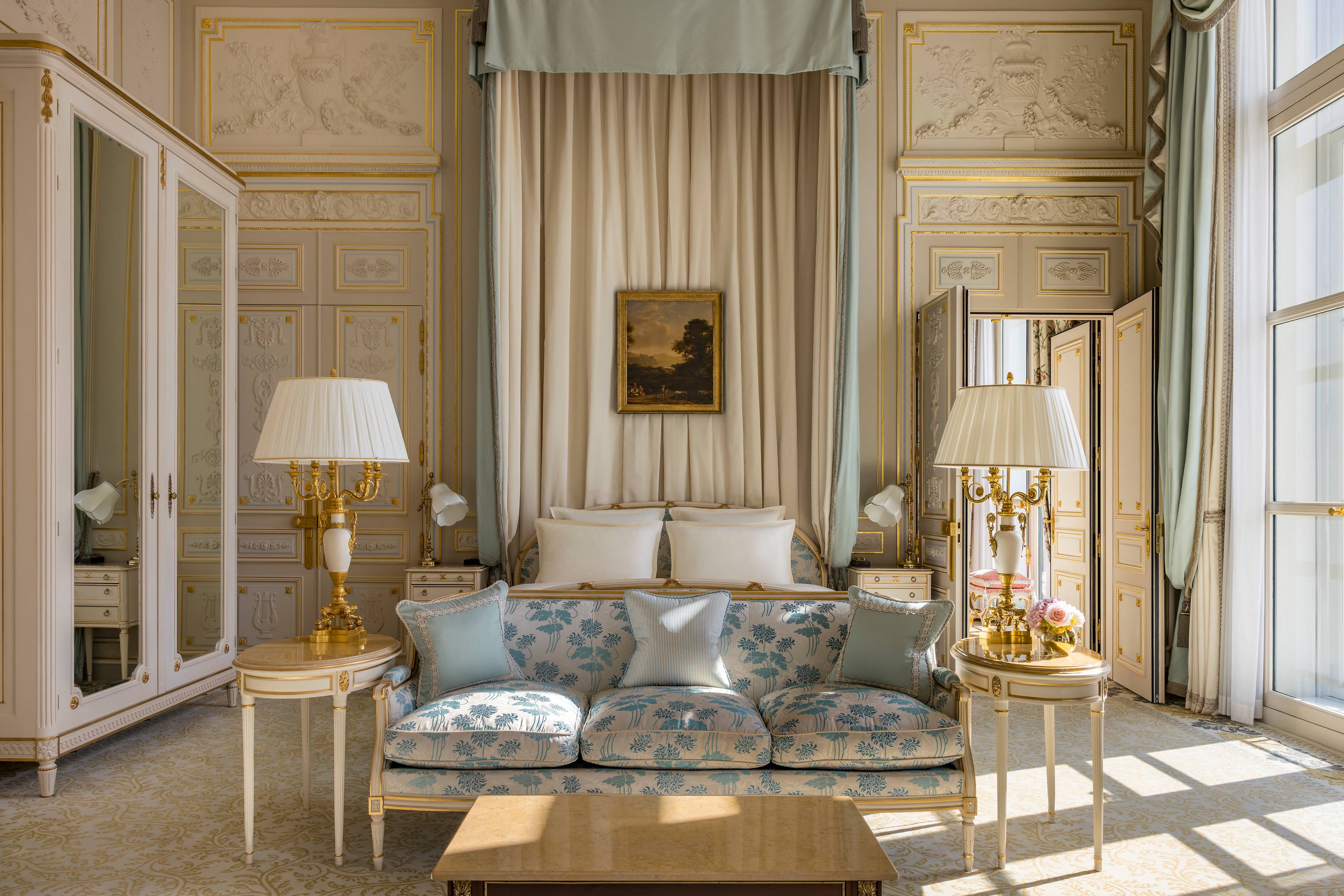 Master bedroom in the Prestige Windsor Suite at the Ritz Paris