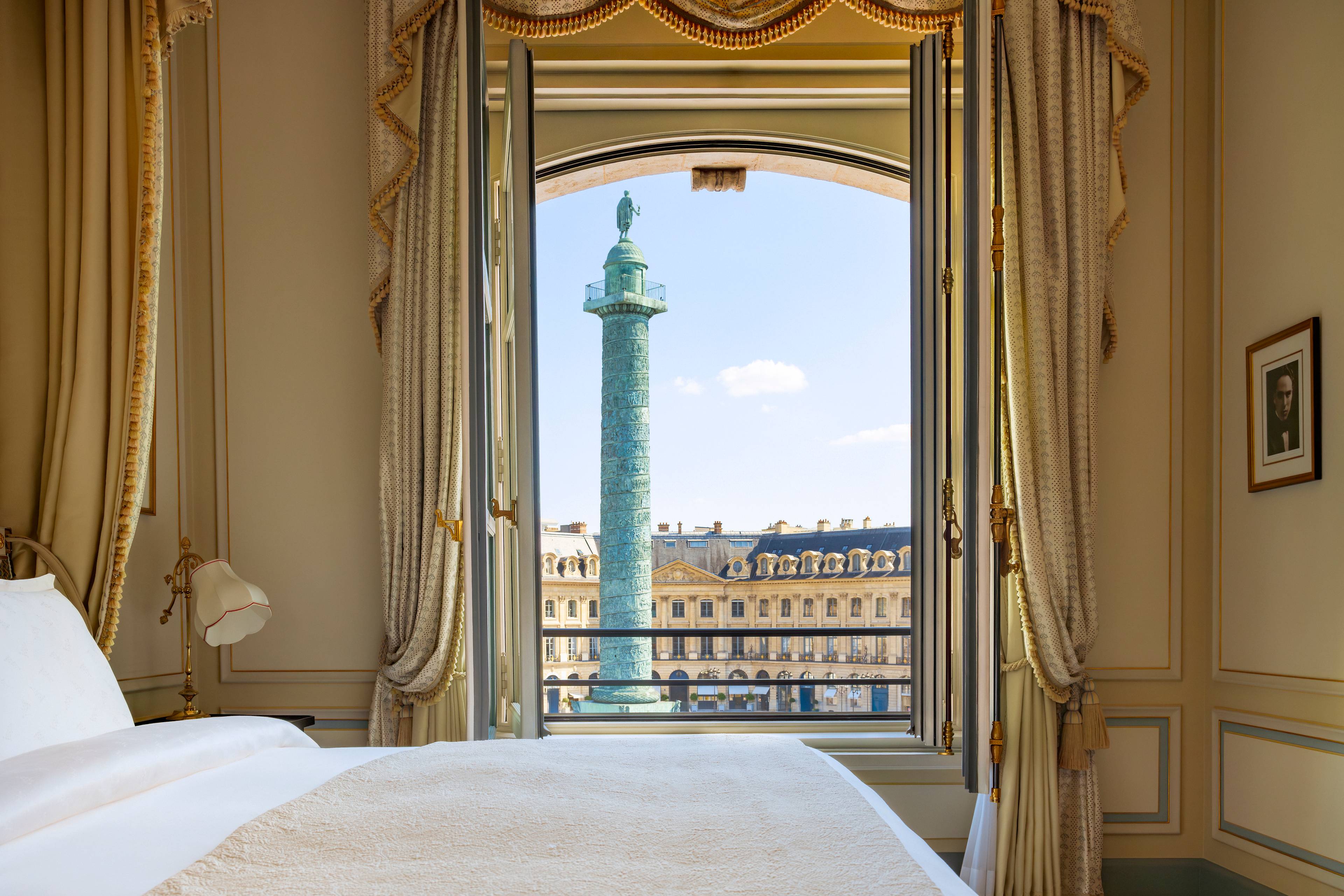 View of Place Vendôme from the room of the Prestige Charlie Chaplin Suite at the Ritz Paris