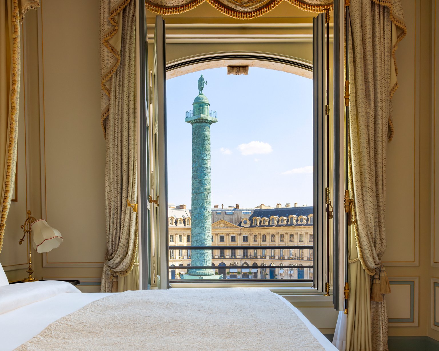 View of Place Vendôme from the room of the Prestige Charlie Chaplin Suite at the Ritz Paris