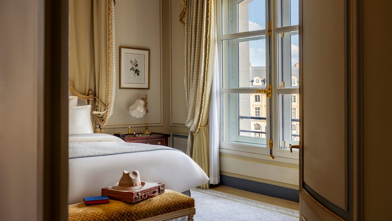 Entrance to the bedroom of the Prestige Charlie Chaplin Suite at the Ritz Paris