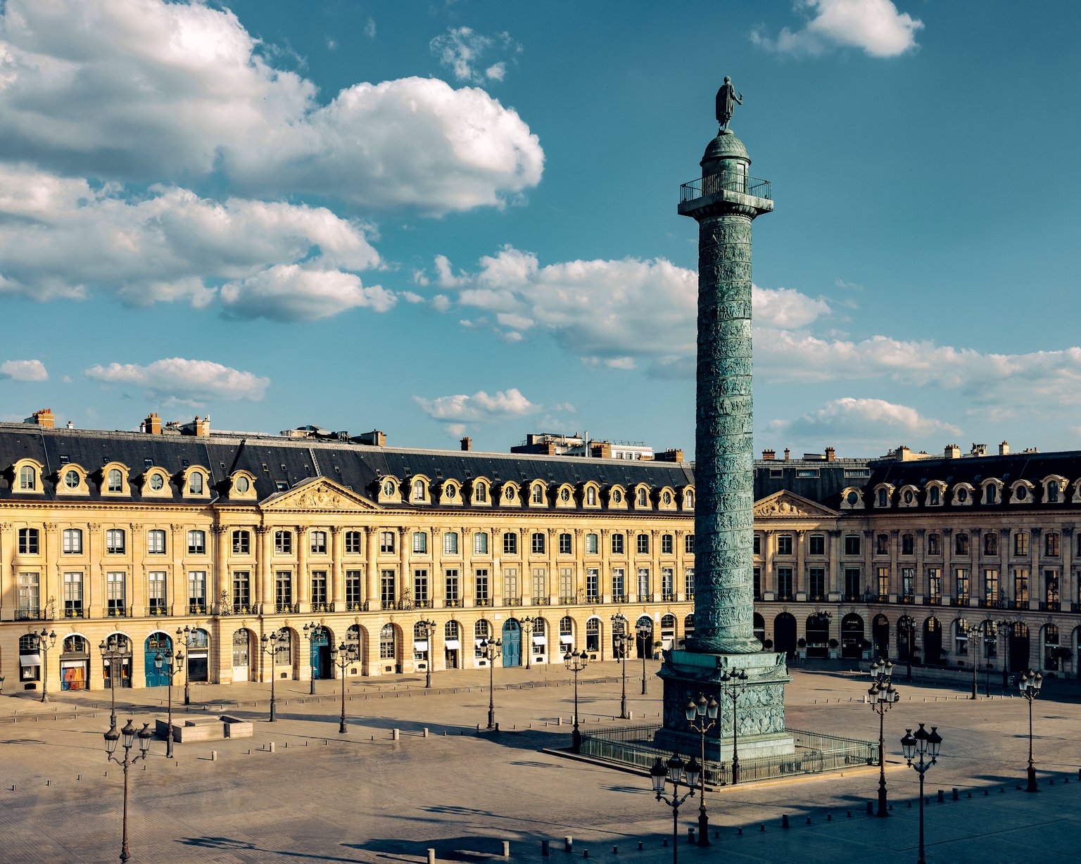 View of Place Vendôme from the room of the Prestige Charlie Chaplin Suite at the Ritz Paris