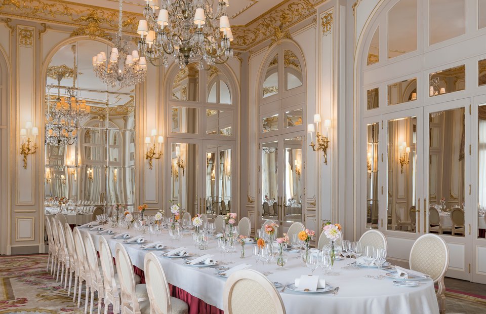 Round tables in the Louis XV Salon at the Ritz Paris