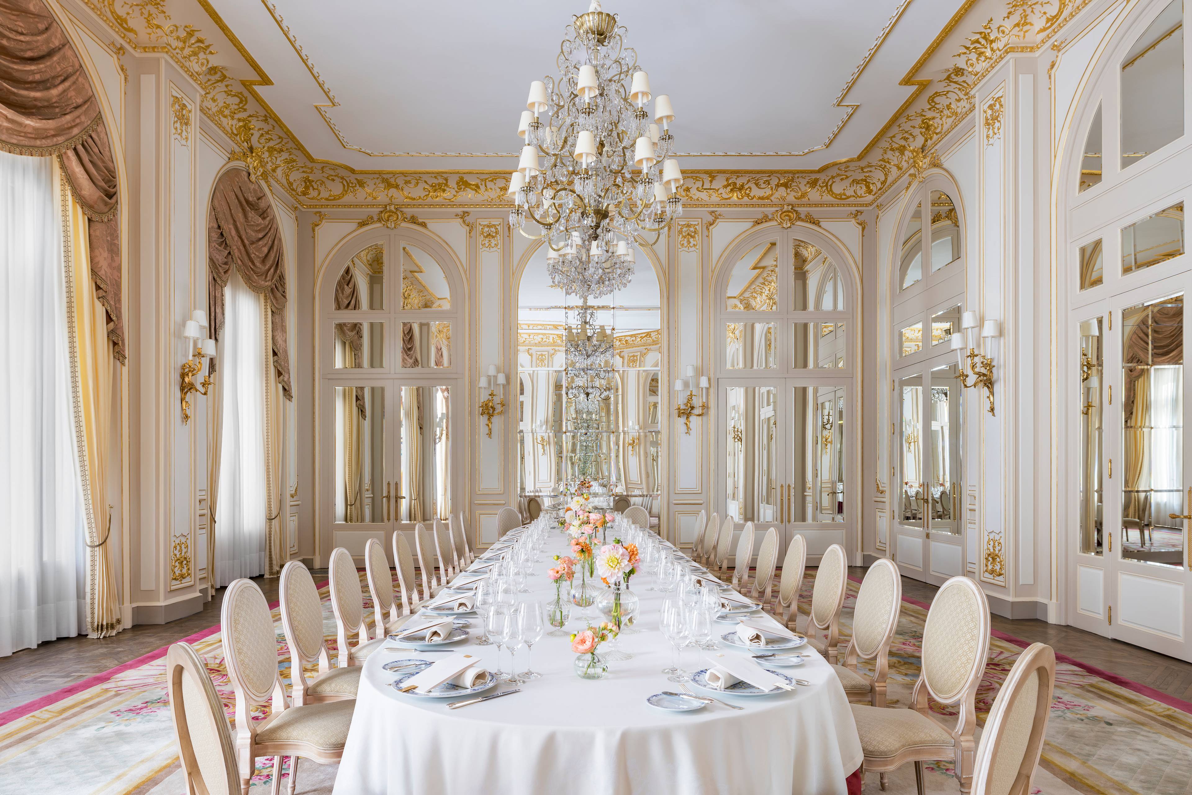 Round tables in the Louis XV Salon at the Ritz Paris