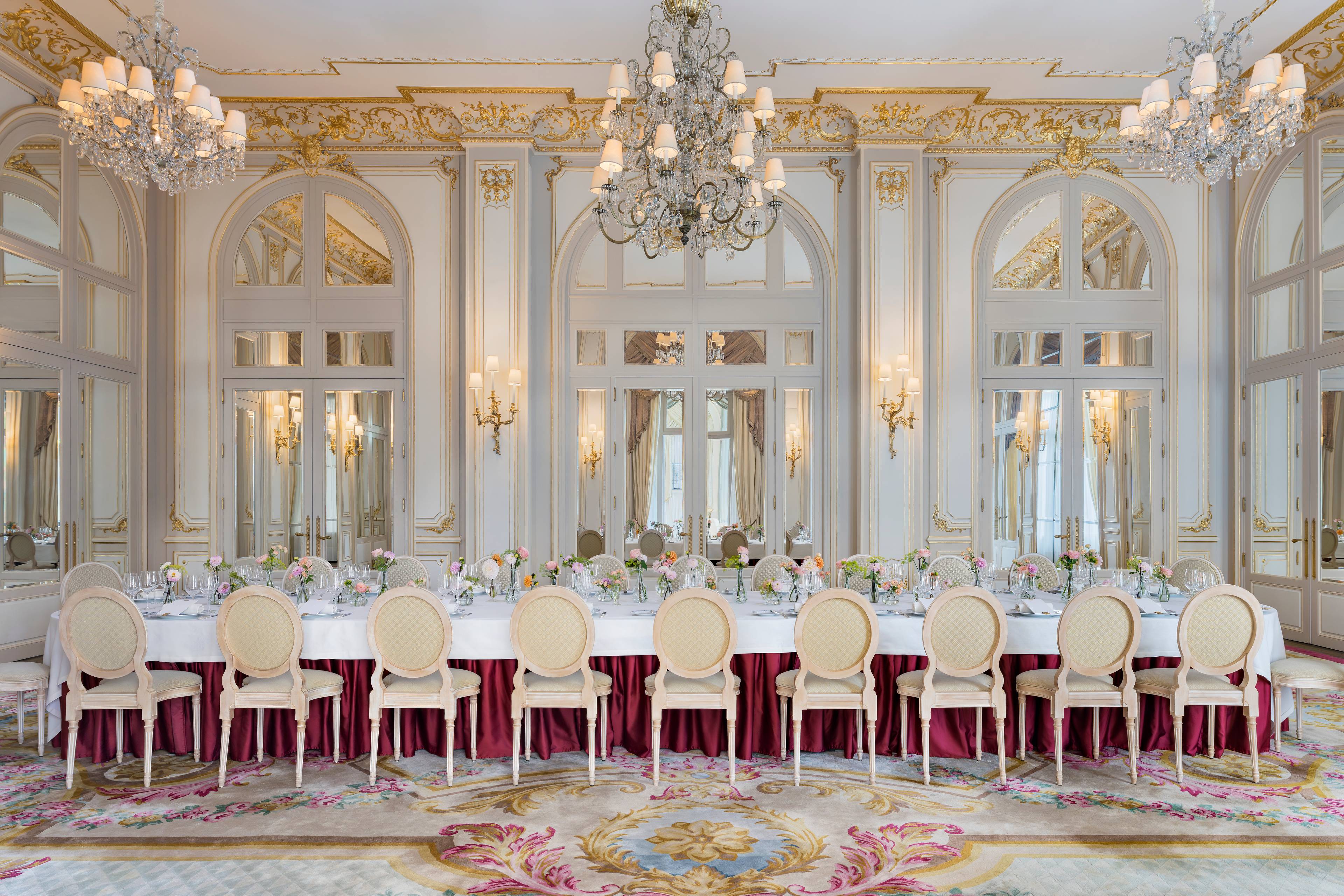 Round tables in the Louis XV Salon at the Ritz Paris