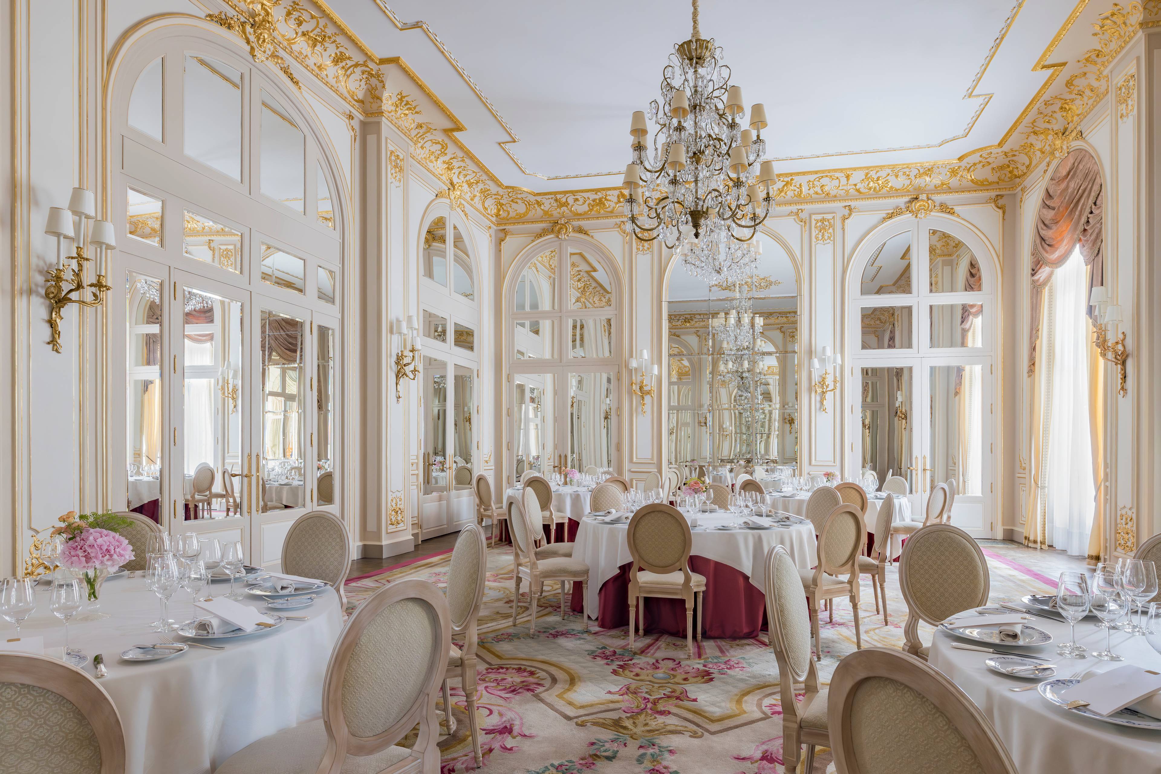 Round tables in the Louis XV Salon at the Ritz Paris