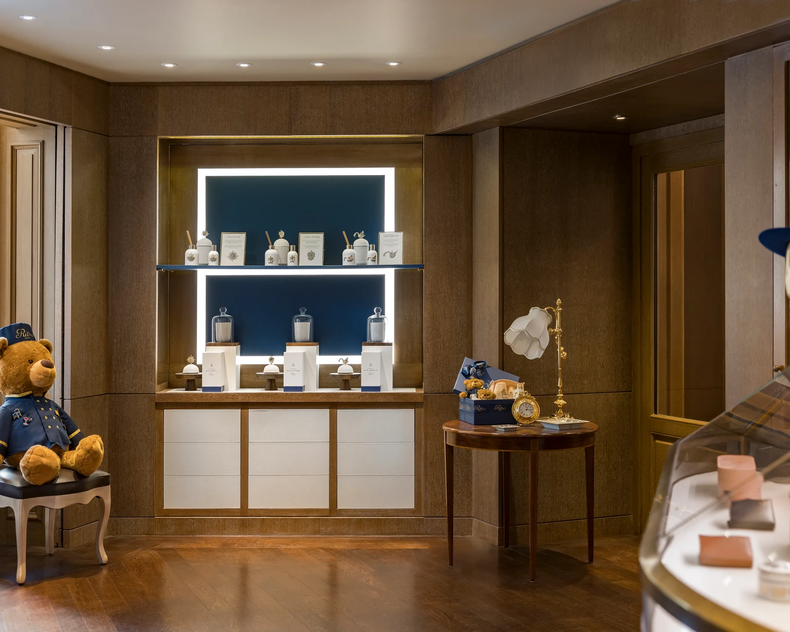 Plush toys and candles in the Concept Store at the Ritz Paris