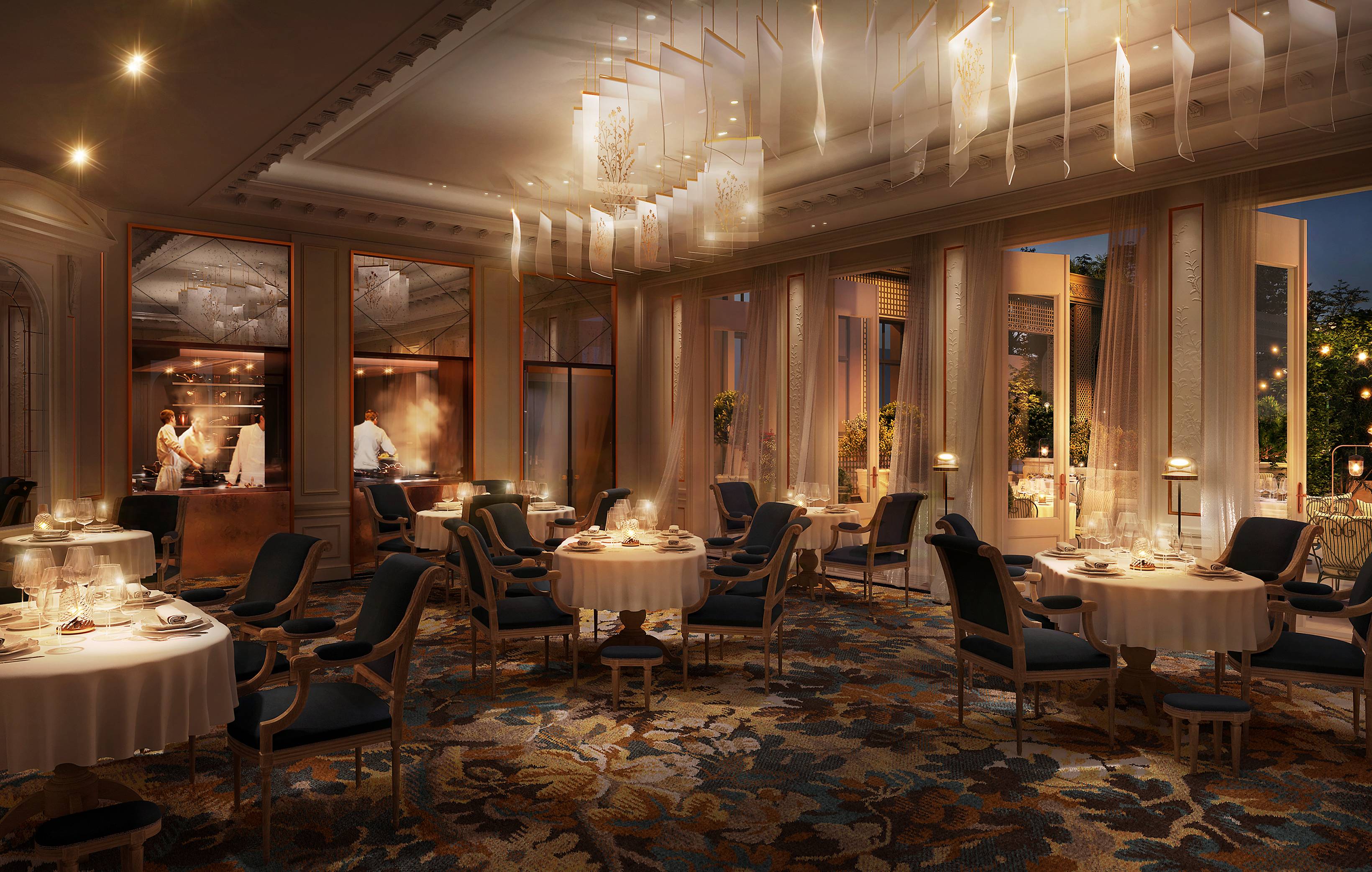 Night view of the Espadon Restaurant at the Ritz Paris