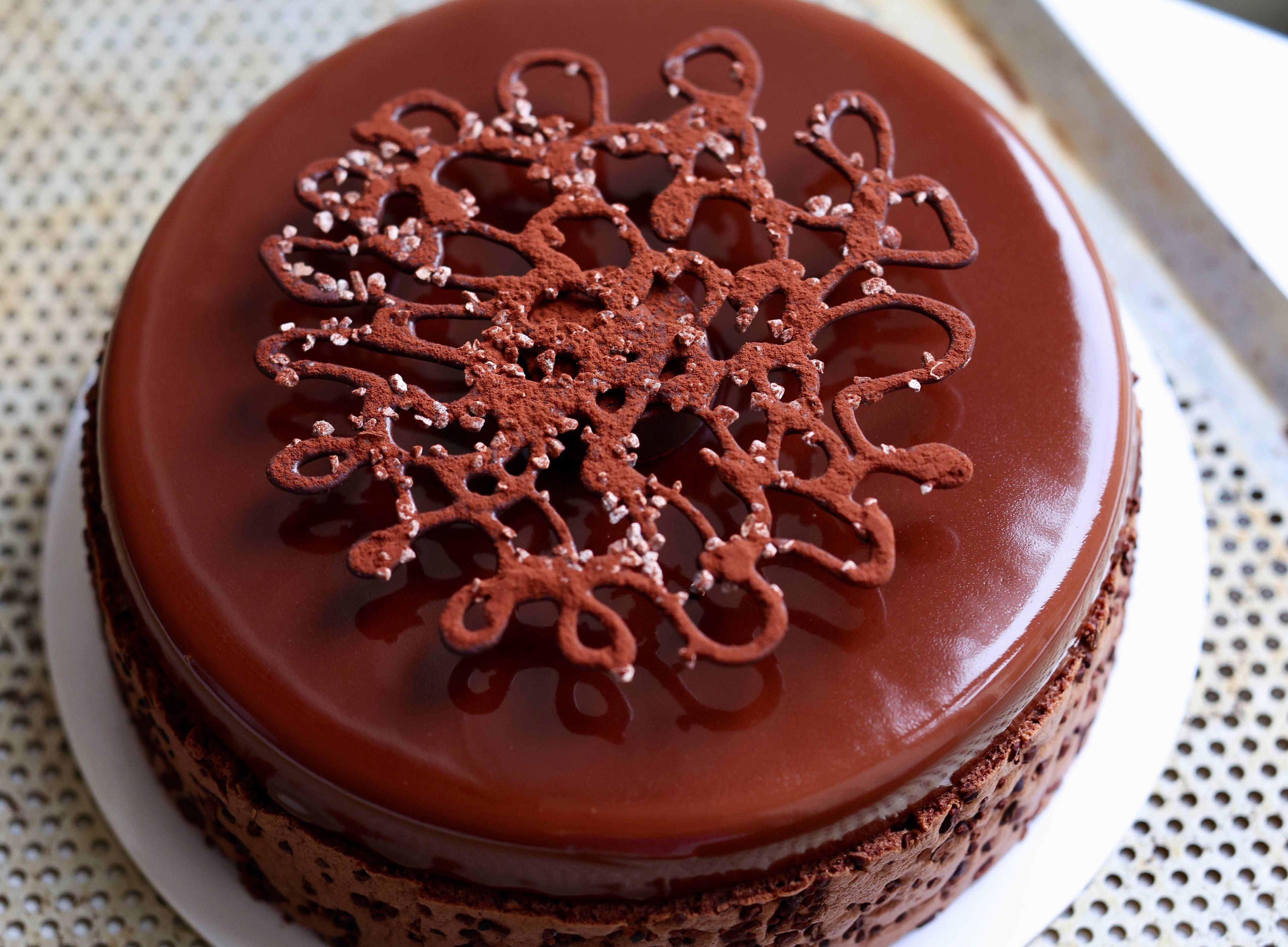 Milk chocolate and Williams pear Charlotte