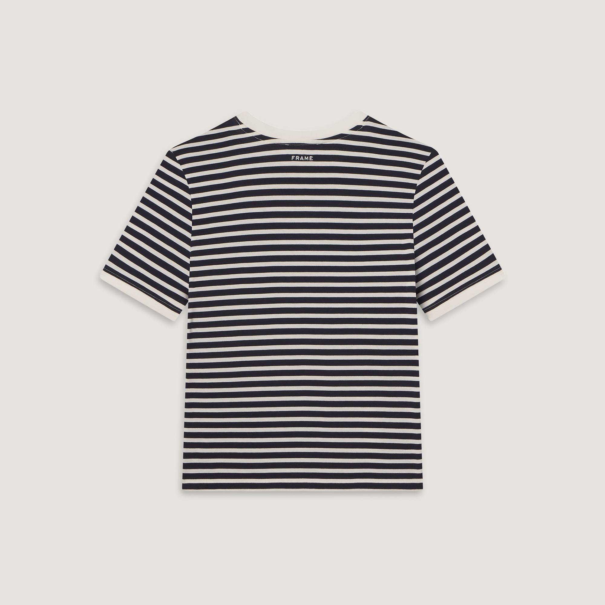 関税込【Ritz Paris】Women's t-shirt - striped navy Women's t-shirt - striped navy - Ritz Paris x FRAME | Ritz Paris