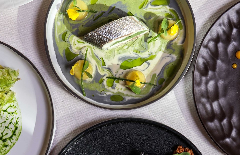 Colourful plates with seasonal dishes