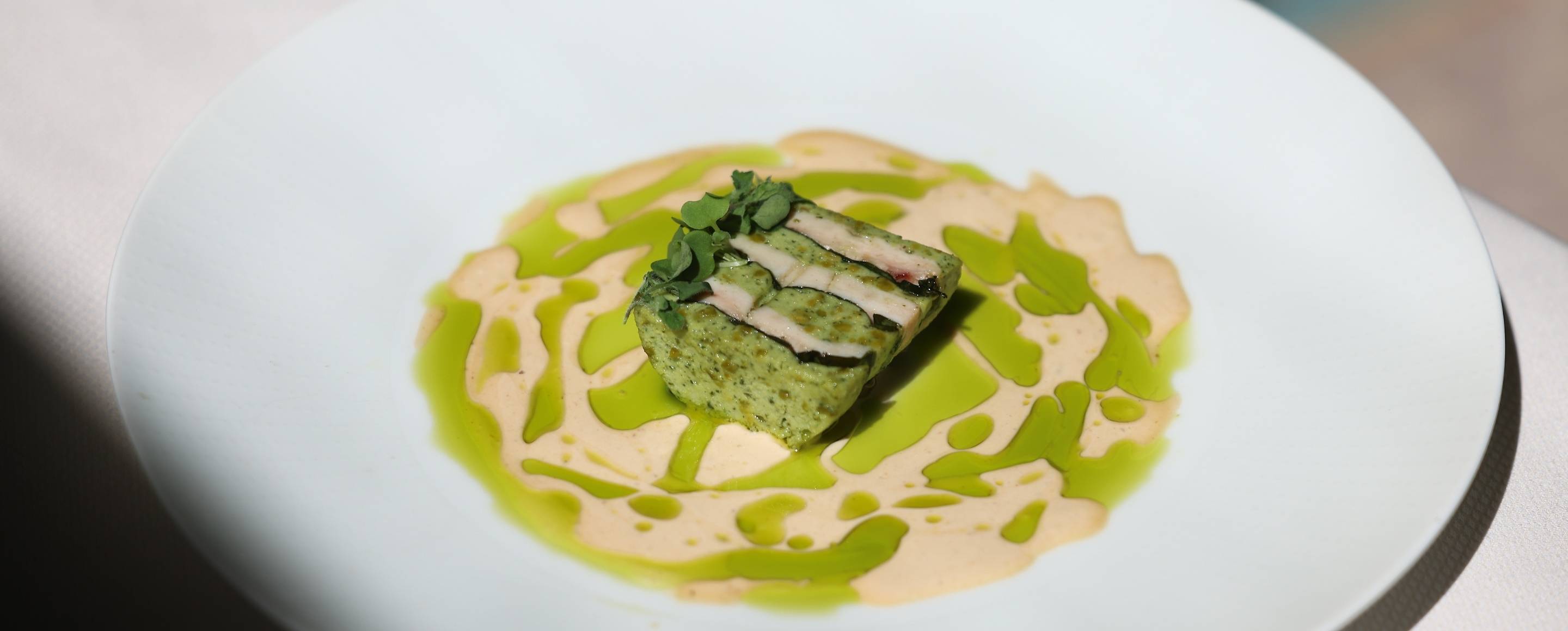 Dish highlighting land and sea products