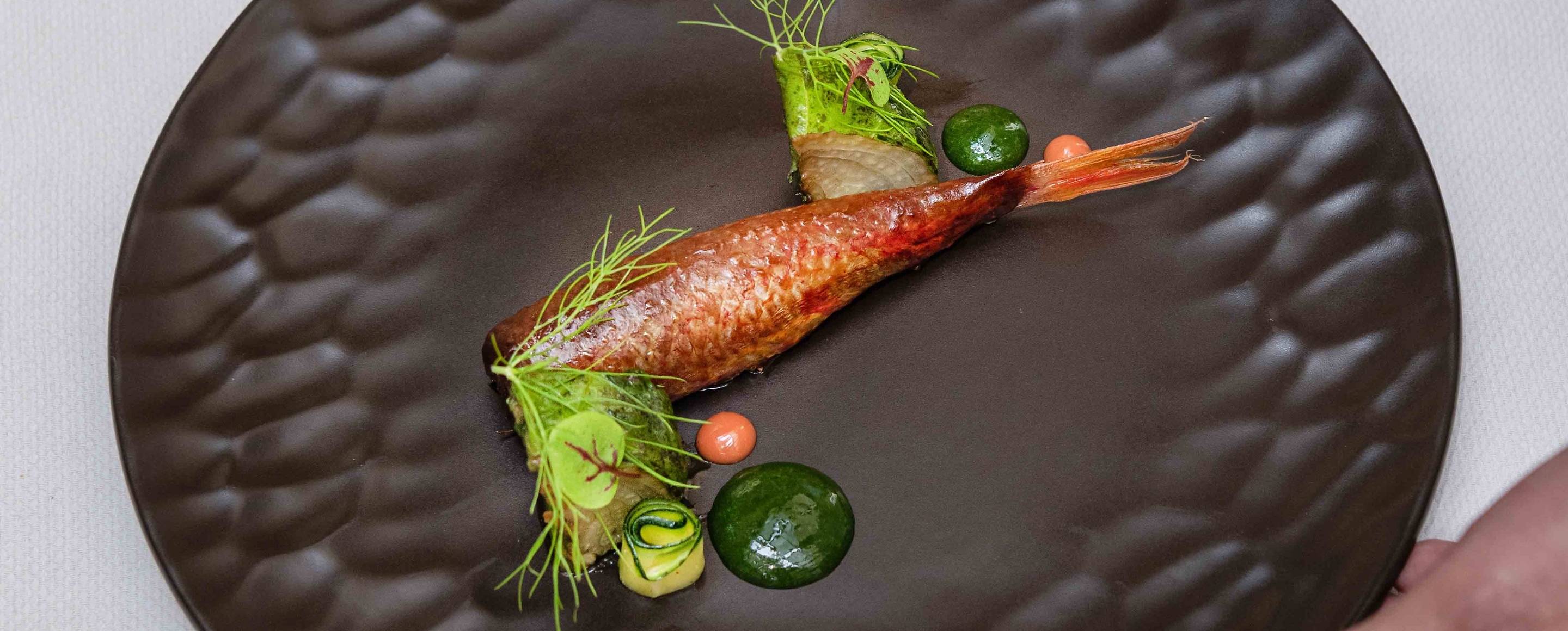 Seafood on a buckwheat and Espelette pepper crumble