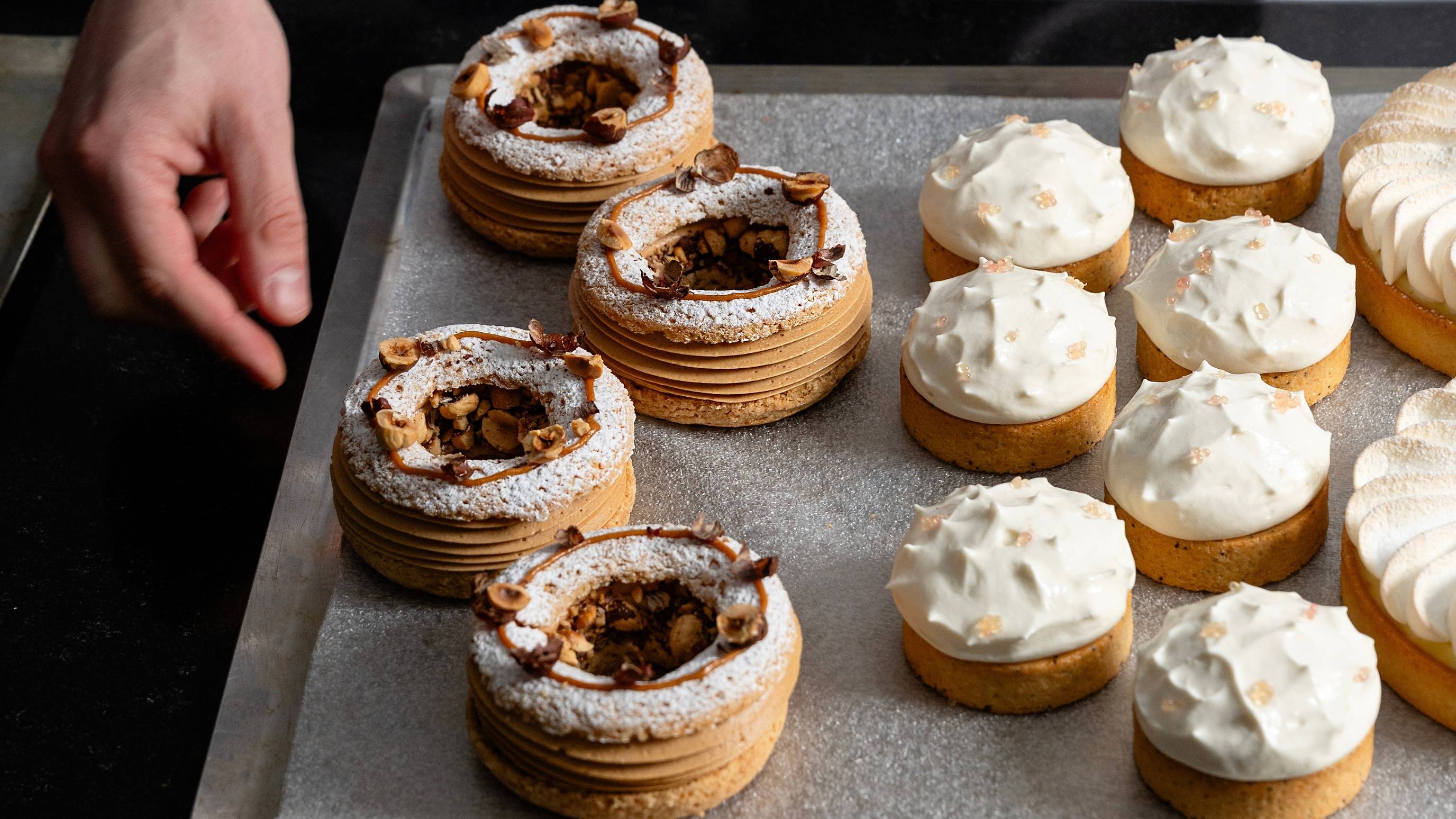 Paris-Brest and lemon meringue tarts