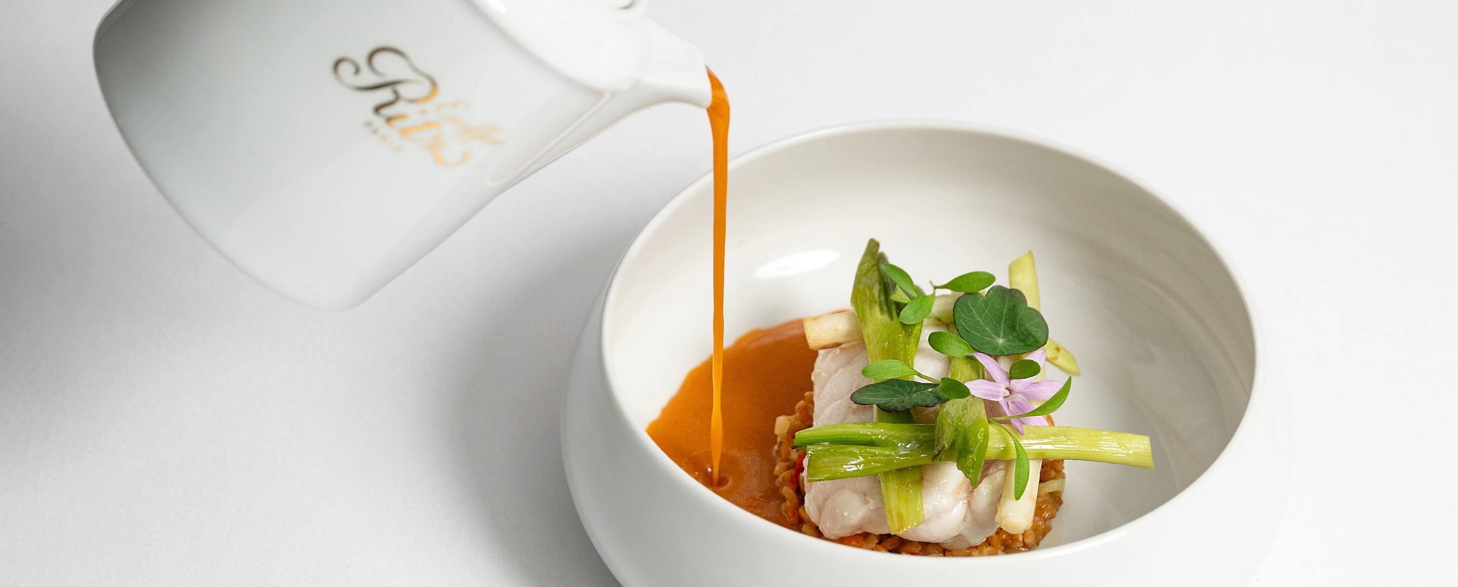 Low-temperature monkfish and spelt risotto