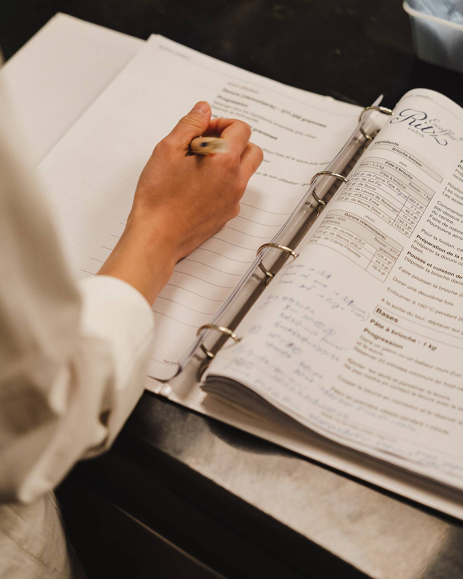 Recipe book for professional training at the Ecole Ritz Escoffier