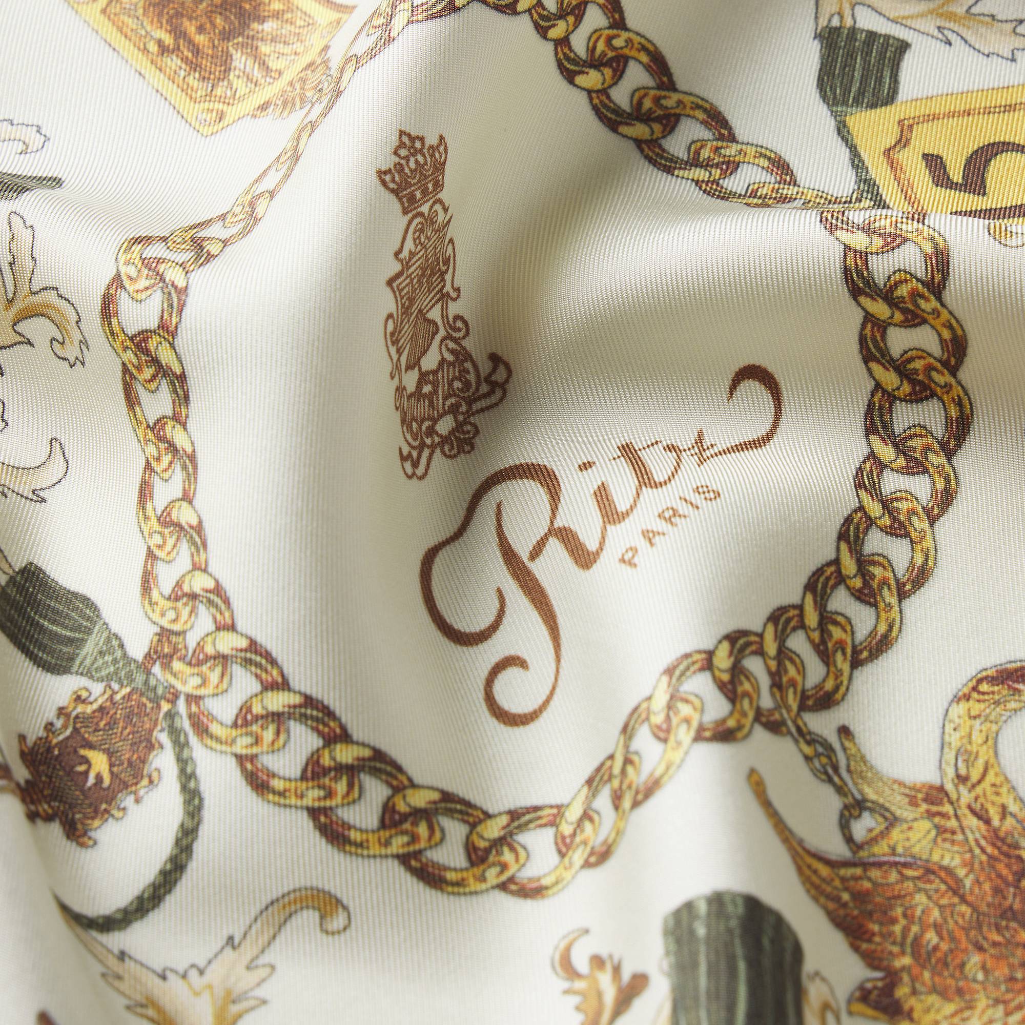 FRAMeWORK SILK-LINEN Ꮩネック Silk scarf 34x34 - brown - Ritz Paris x FRAME | Ritz Paris